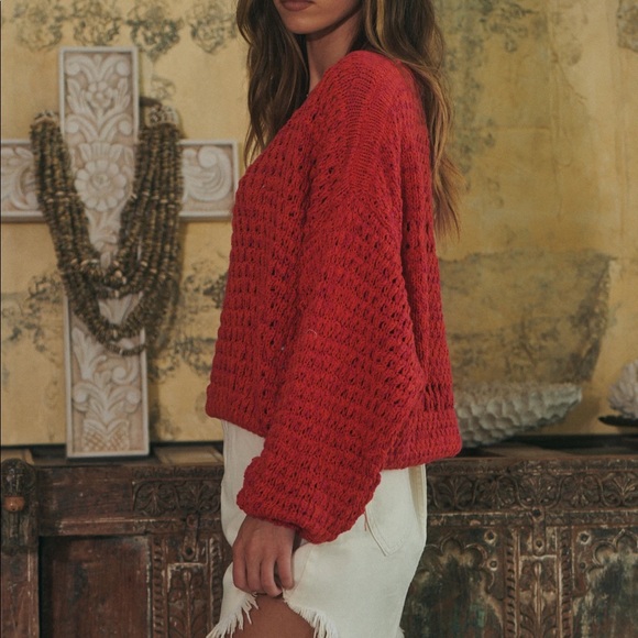 NWT Free People Coconut Sweater in Dragonfruit - Picture 3 of 12